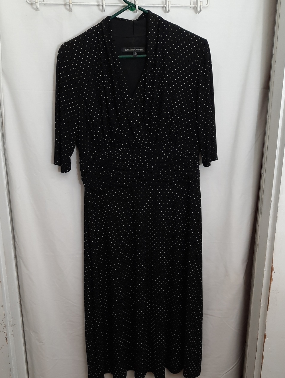 Jones New York Black Dress with White Polka Dots - Size 12 - Picture 1 of 10